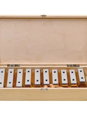 Výprodej GOLDON - set 10 kamenů metalofonu v dřevěném boxu (11606)