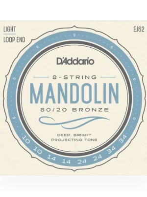 D'Addario EJ62 80/20 Bronze Mandolin Strings, Light, 10-34 Novinka