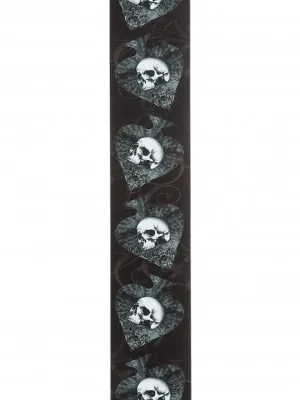 D'Addario Alchemy Leather Guitar Strap, Skulls in Spades Cenová Bomba