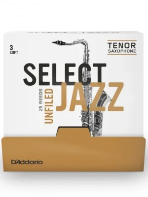 D'Addario Select Jazz Unfiled Tenor Saxophone Reeds, Strength 3 Soft, 25 Box Levný