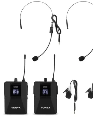 Zlevněný WM552B Dual wireless bodypack microphone Plug-and-Play set UHF