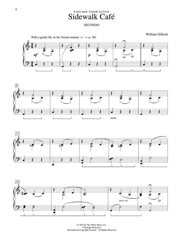 ACCENT ON DUETS by William Gillock / 1 klavír 4 ruce Výhodná Nabídka