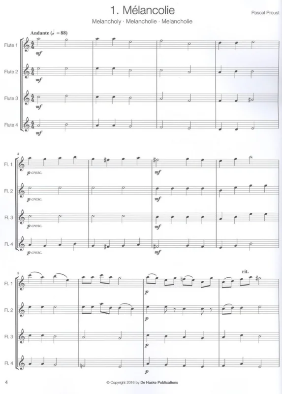 14 Easy Flute Quartets / partitura a party Sleva