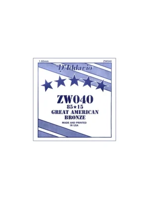Vysoce Kvalitní D'ADDARIO ZW040 80/15 Great American Bronze - .040