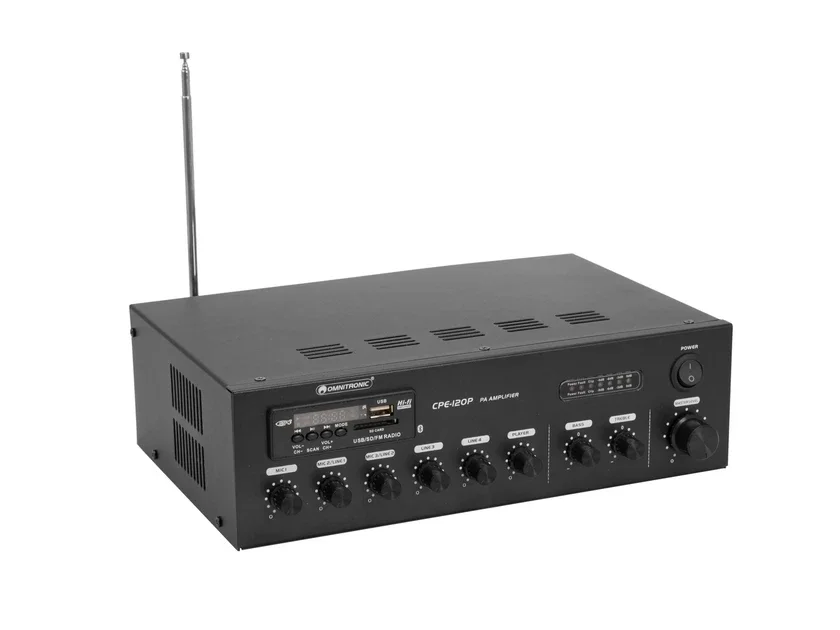 Omnitronic CPE-120P PA, 100V mixážní zesilovač, 120W, BT/MP3/FM Jen Po Omezenou Doba