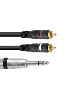 Omnitronic rozbočovací kabel stereo Jack 6,3mm/2x RCA (M), 1,5m Novinka