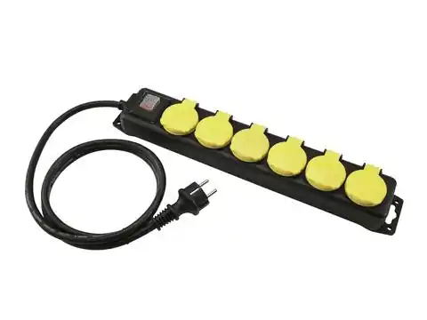 Eurolite napájecí rozvaděč s vypínačem, 6 zásuvek, IP44, černý, 5 m Cenově Výhodný