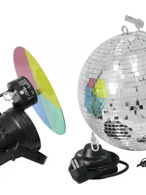 Eurolite sada zrcadlové koule 30 cm s bodovým světlem a příslušenstvím Levný