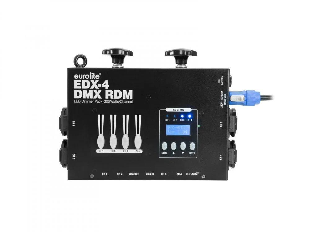 EUROLITE EDX-4 DMX RDM LED Dimmer Pack, stmívač, CEE 7/4 Speciální Cena
