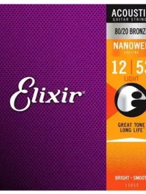 Struny kovové pro akustickou kytaru Elixir 11052 Bronze 80/20 Light 12/53 Originální