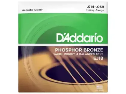Struny kovové pro akustickou kytaru D'Addario EJ18 Phosphor Bronze Heavy 14/59 Omezená Nabídka