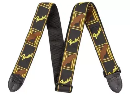 Levný Řemen kytarový Fender Mono Strap BLK/YELLOW/BROWN