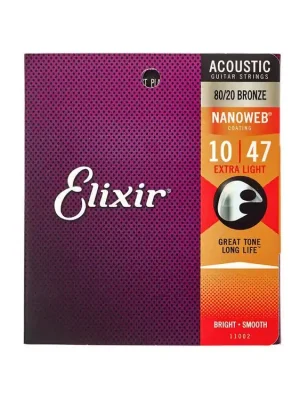 Elixir 11002 Acoustic NANOWEB 80/20 Bronze Extra Light 010"- 047" Cenový Hit