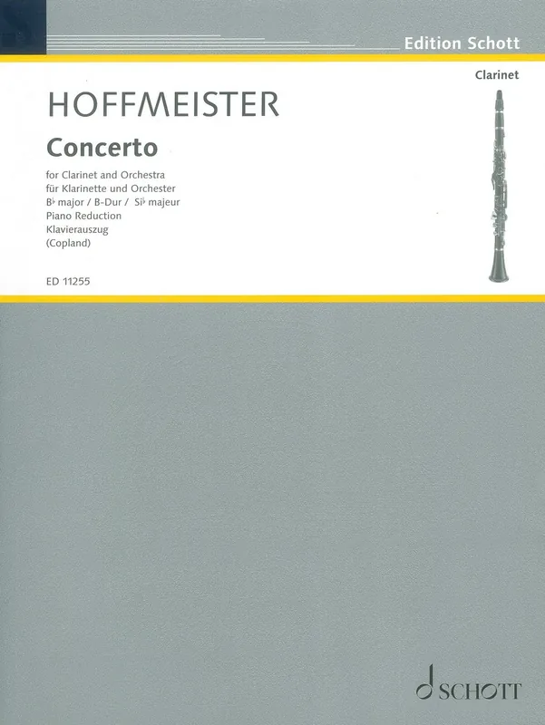 Hoffmeister: Concerto in Bb major (B dur) / klarinet a klavír Novinka