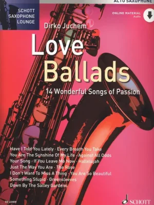 LOVE BALLADS (14 nádherných milostných ballad) + Audio Online / altový saxofon a klavír Přímo Od Výrobce