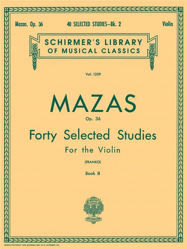 MAZAS - 40 Selected Studies, Op. 36 for the violin - book 2 / housle Pouze Dnes