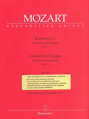 Mozart: Concerto in G major No.3, KV 216 for Violin and Orchestra (piano reduction) Speciální Cena