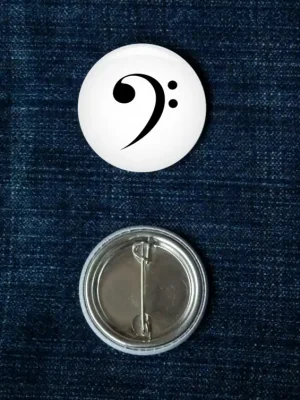 Doprava Zdarma Placka 37mm (odznak) - bílá - BASOVÝ KLÍČ