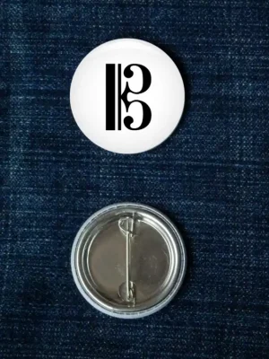 Originální Placka 37mm (odznak) - bílá - TENOROVÝ KLÍČ