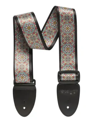 Značkový Stagg STE MANDALA BLU, terylenový kytarový popruh, vzor mandala, modrý