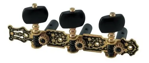 Značkový Gewa Mechanika kytarová váleček 9,5mm, odstup hřídelí 35mm, Černé akrylové knoflíky