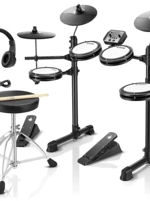 Cenově Výhodný DONNER DED-80P 5 Drums 3 Cymbals with Drum Throne/ Sticks