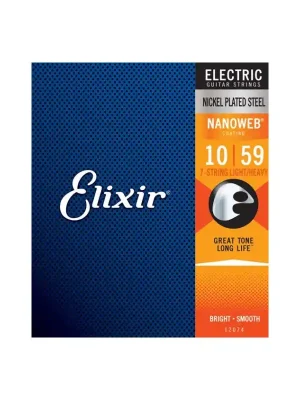 Elixir 12074 7-string Nanoweb 10-59 Vysoce Kvalitní