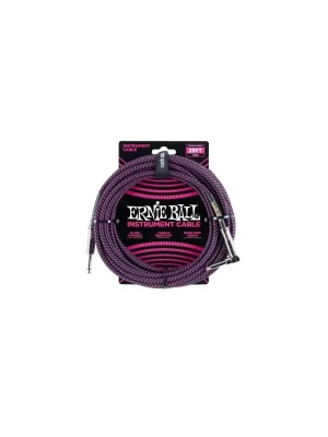 Nová Kolekce Ernie Ball 25FT STRGHT/ANGLE BRAIDED BLK/PURPLE CAB