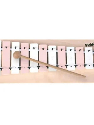 GOLDON - metalofon - 12 růžových/bílých kamenů (11050) Zlevněný